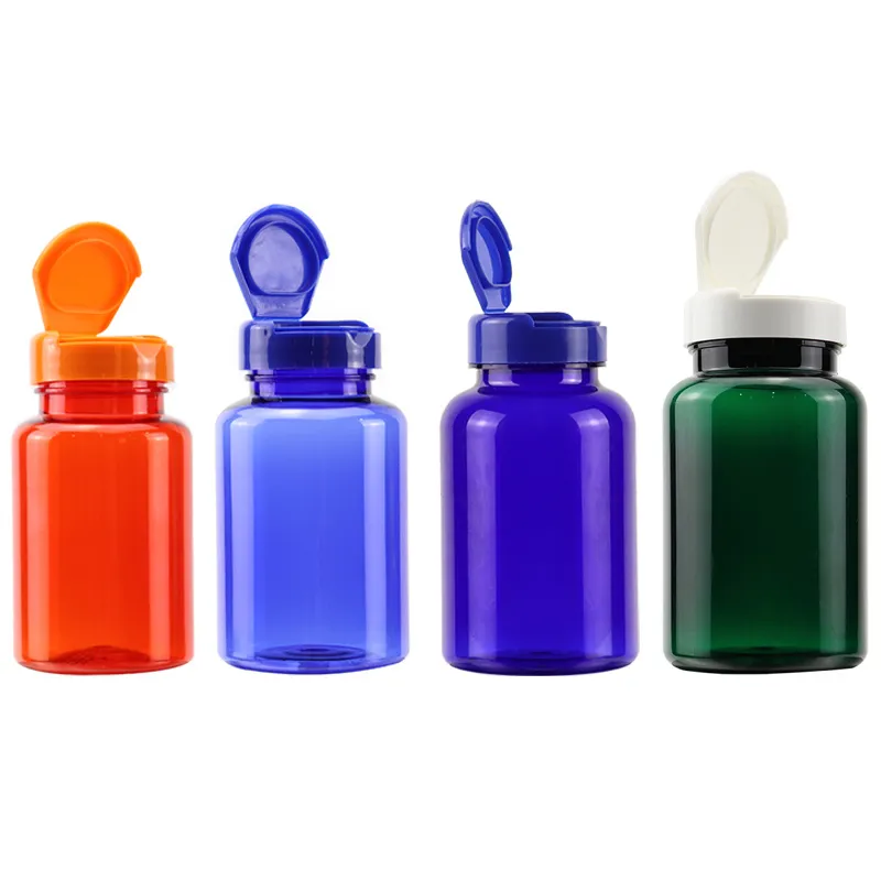 زجاجات الأدوية البلاستيكية الفارغة مع غطاء الوجه
